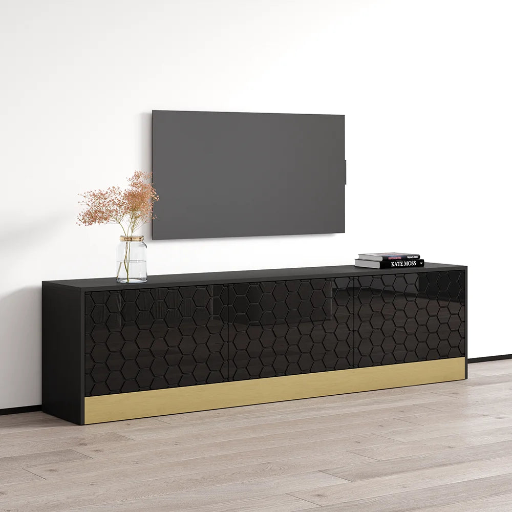 High Gloss TV Stand with Storage Cabinets O8961
