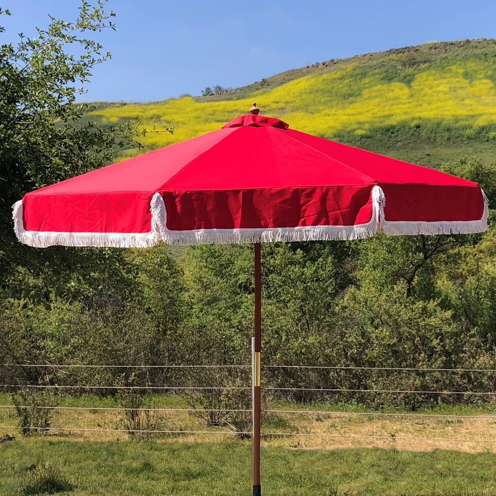 Red 9ft 6 Ribs Replacement Umbrella Canopy with Fringed Valance Q621