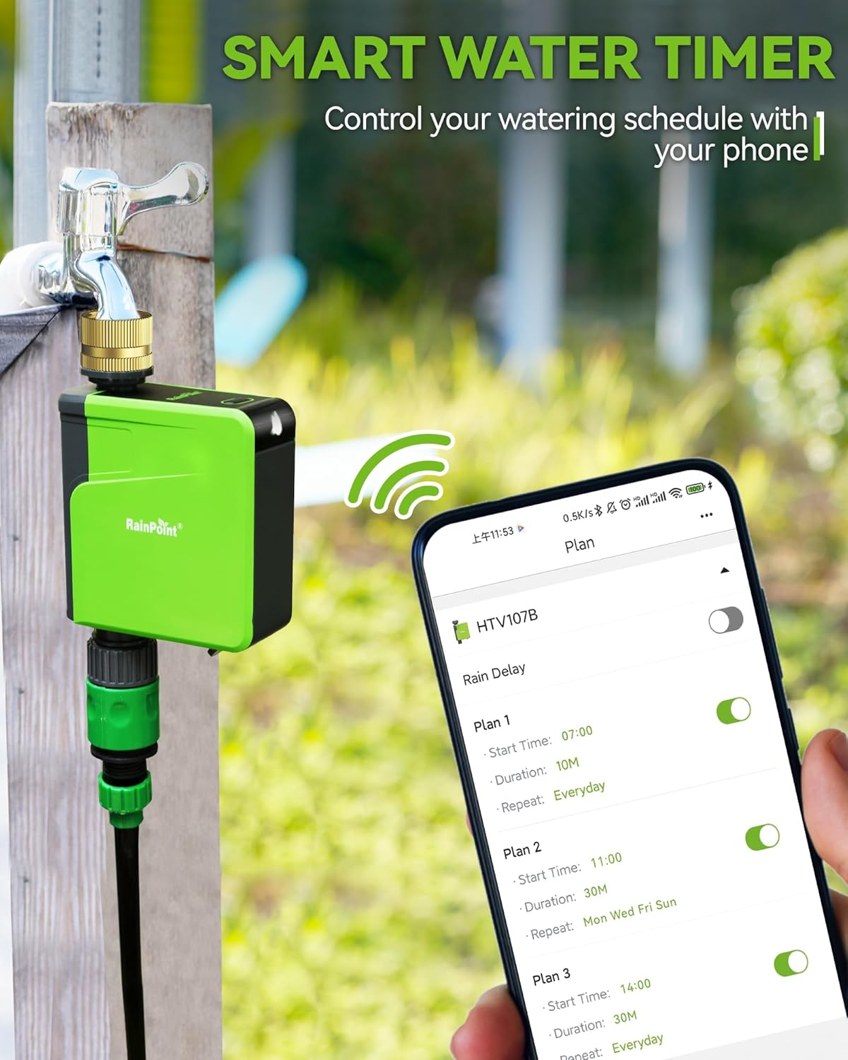 Smart Water Timer with Brass Inlet, Bluetooth Sprinkler Timer 2 Outlet X8336