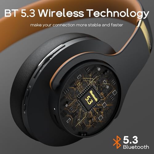 Bluetooth Headphones Over Ear, 90 Hours Playtime, Wireless, Noise Isolating, HiFi Stereo, Black U58684