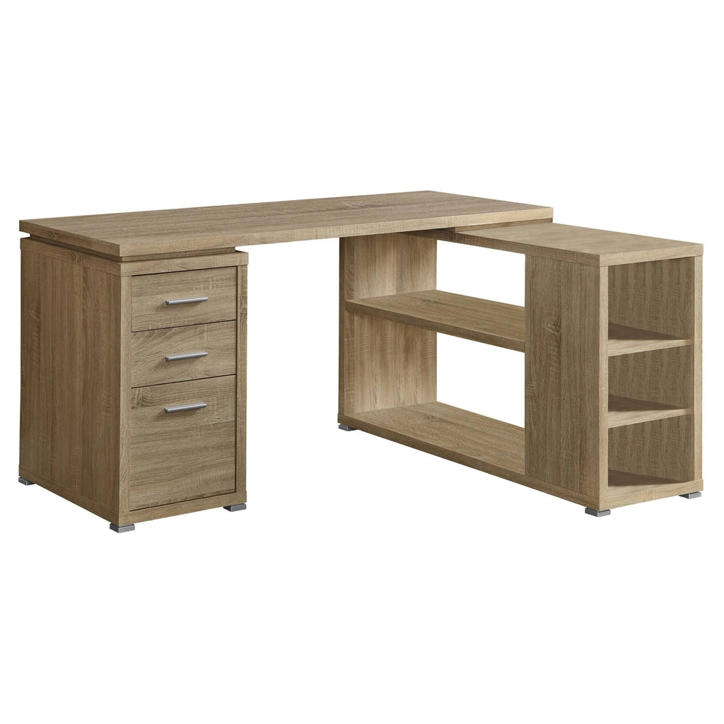 Natural Brown L-Shaped Computer Desk C458