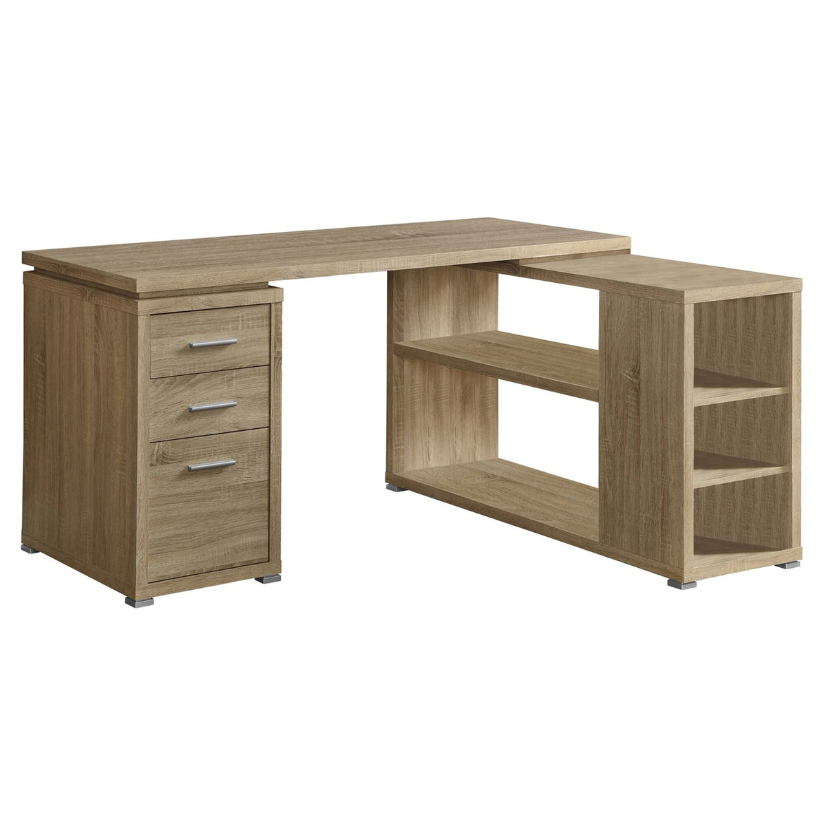 Natural Brown L-Shaped Computer Desk C458