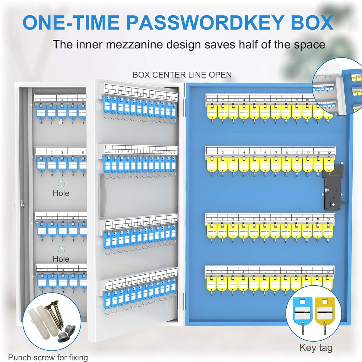Key Lock Box 192 Keys with Bluetooth Unlock Metal Key Cabinet Wall Mount K592