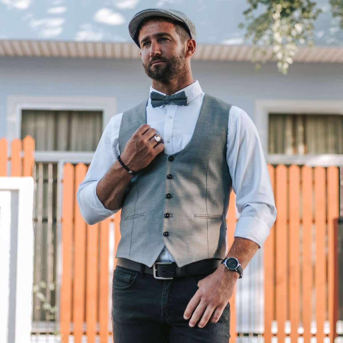 Grey Plaid Flat Cap J247