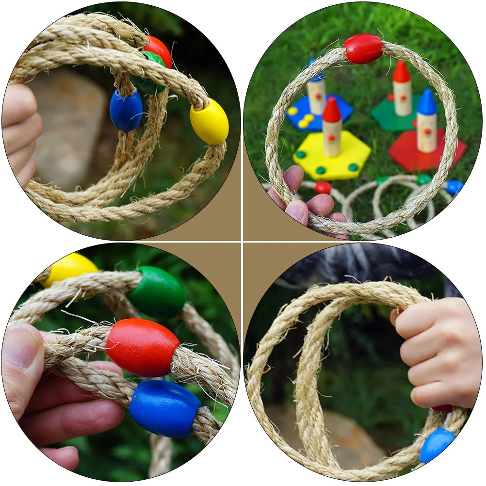 10 PCS Wooden Ring Toss Game Toy X68581