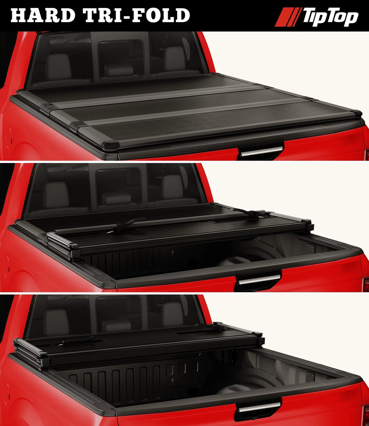 Tri-Fold Hard Tonneau Cover Truck Bed FRP On Top F48661