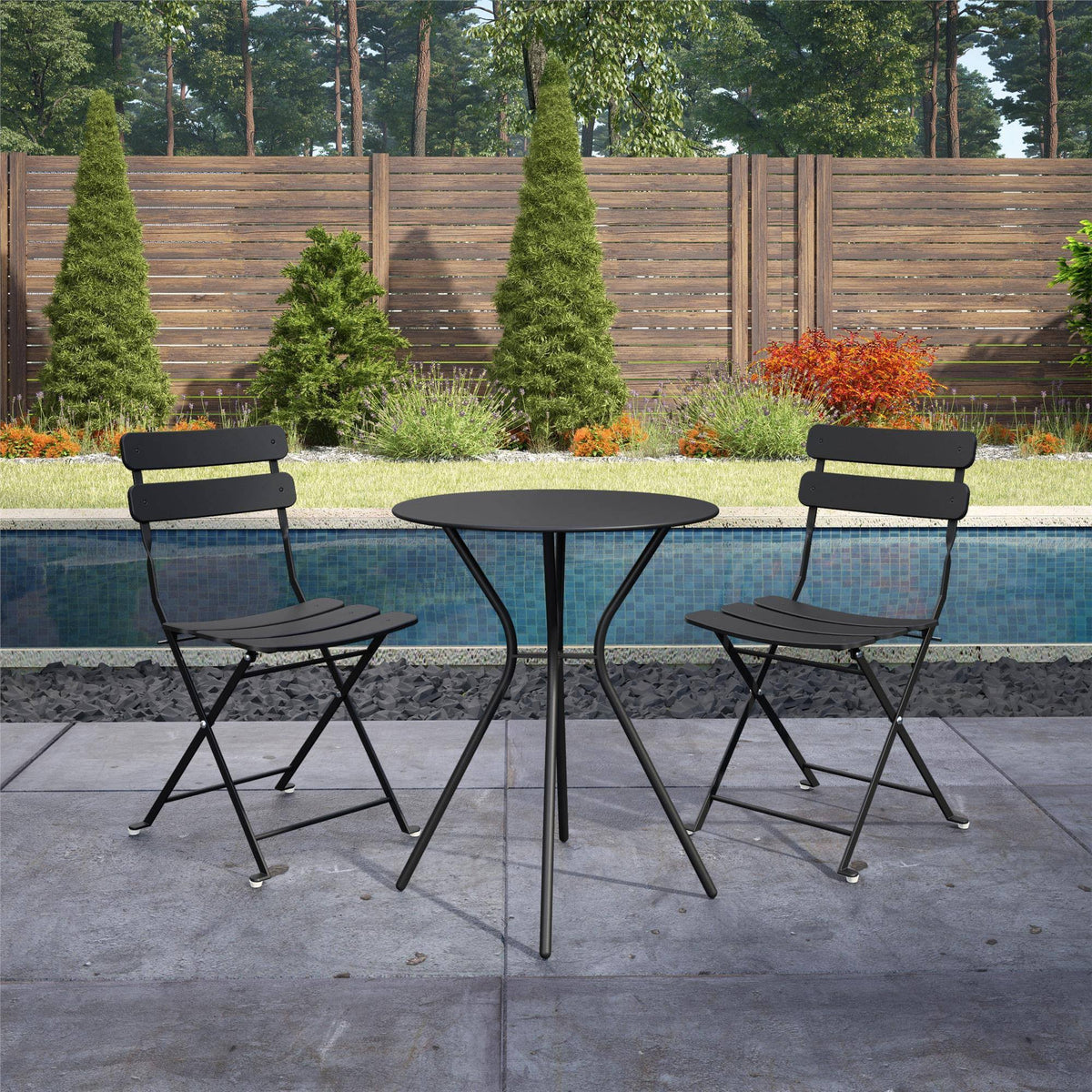 3-Piece Steel Outdoor Patio Bistro Set in Black Z53399