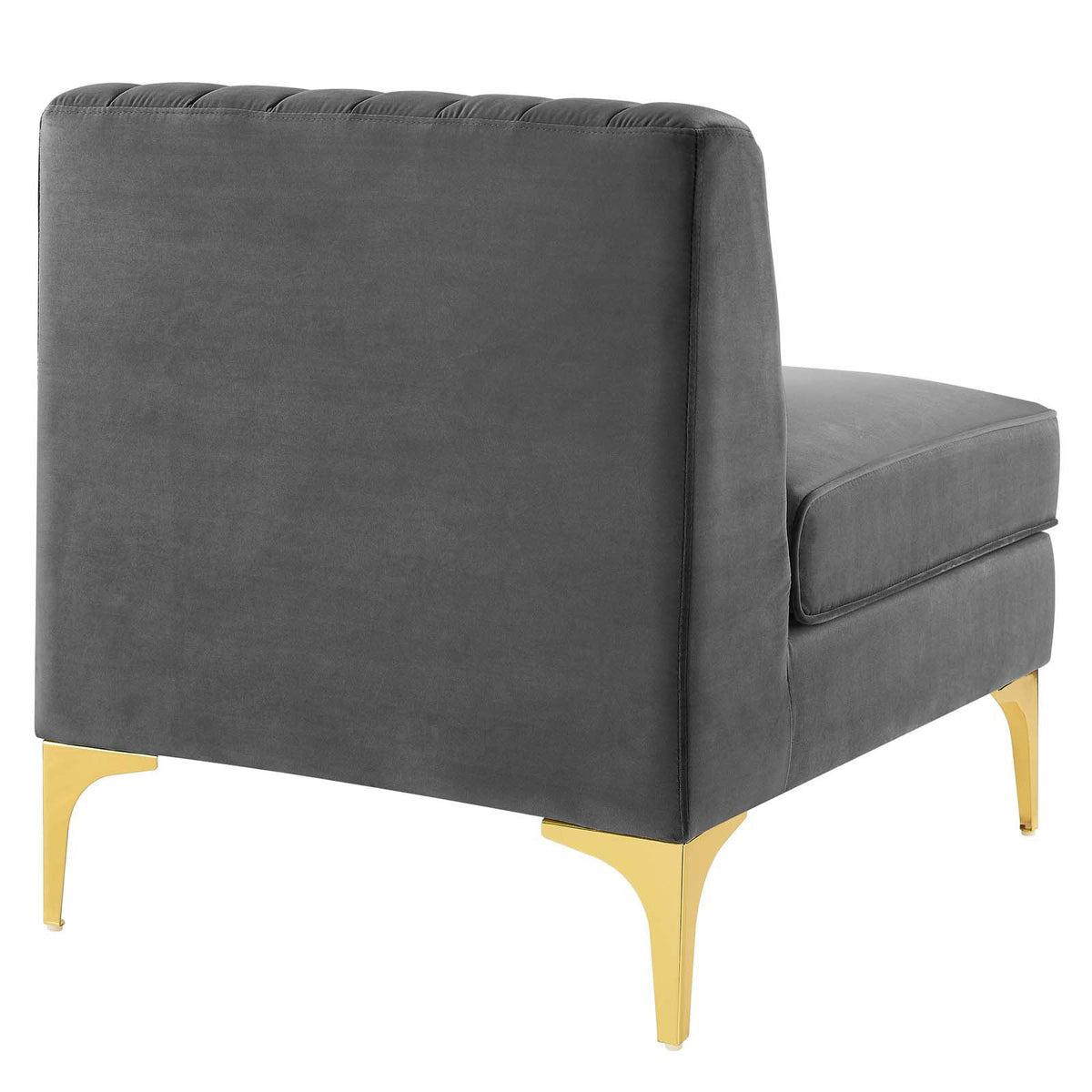 Gray Channel Tufted Performance Velvet 4-Seater Sofa O36474