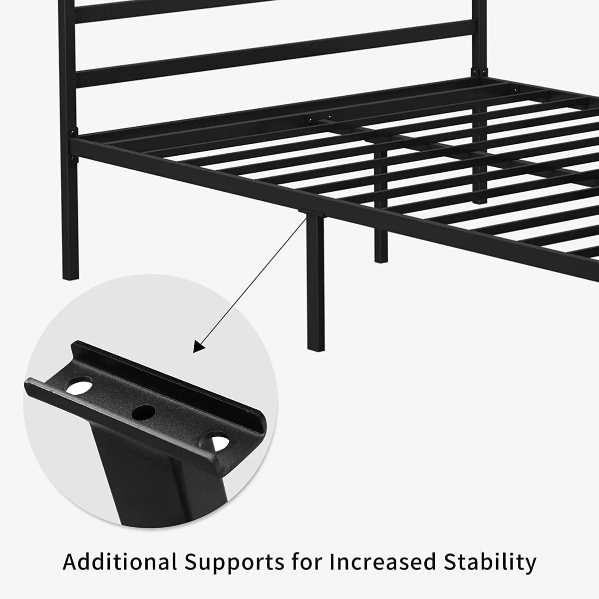 Metal Canopy Platform Bed with Headboard Black Full Size Y9920