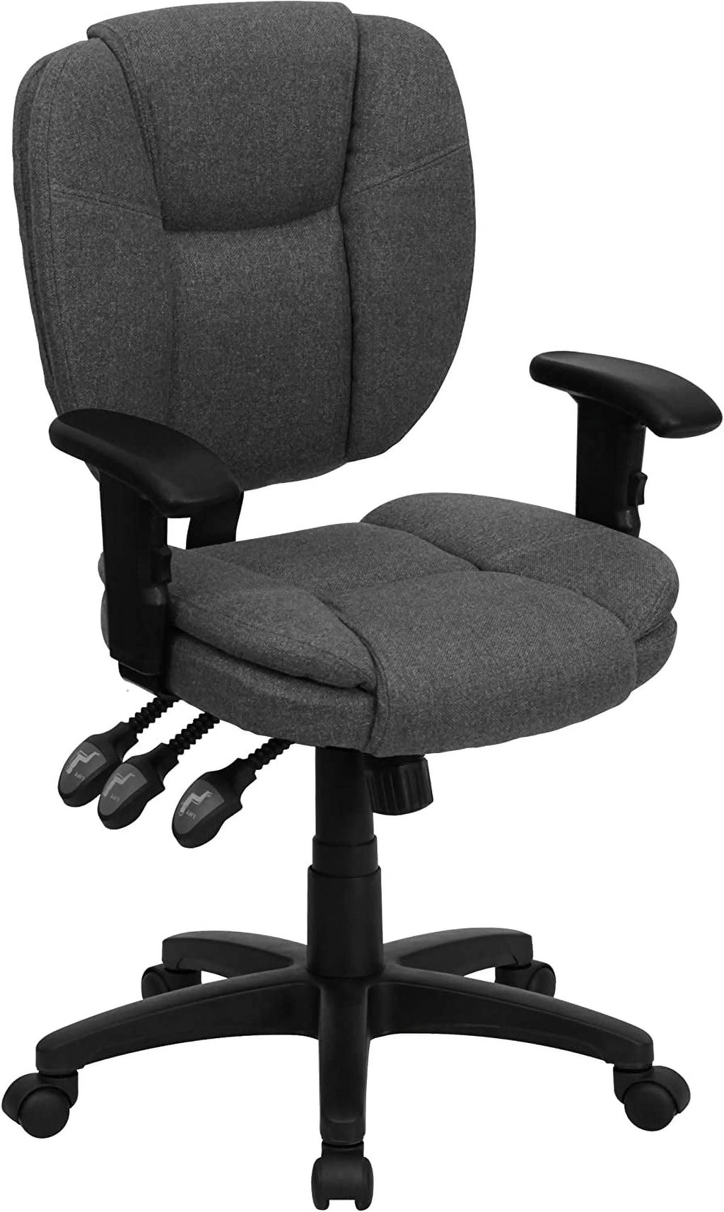 Gray Fabric Ergonomic Swivel Office Chair with Arms J65782
