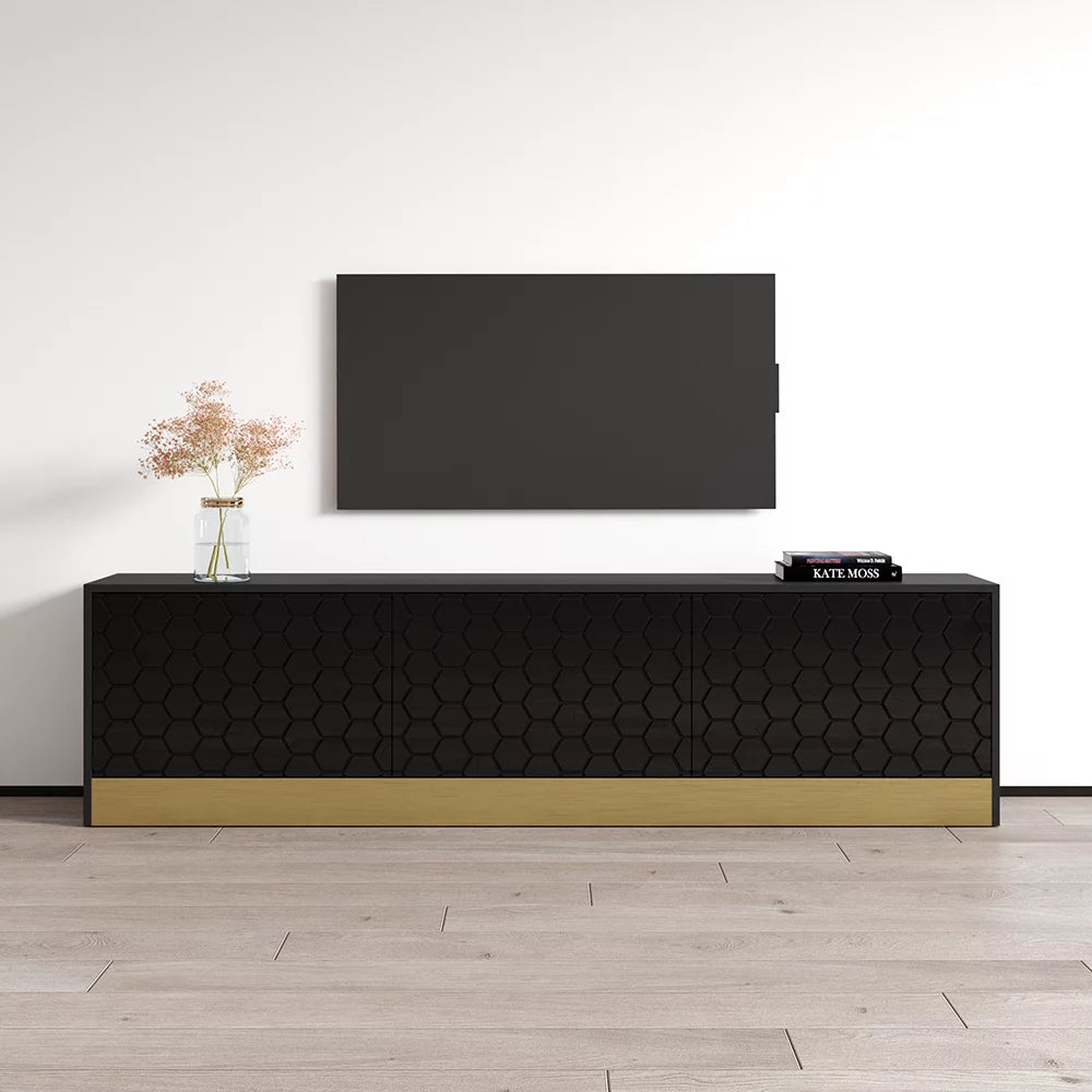 High Gloss TV Stand with Storage Cabinets O8961