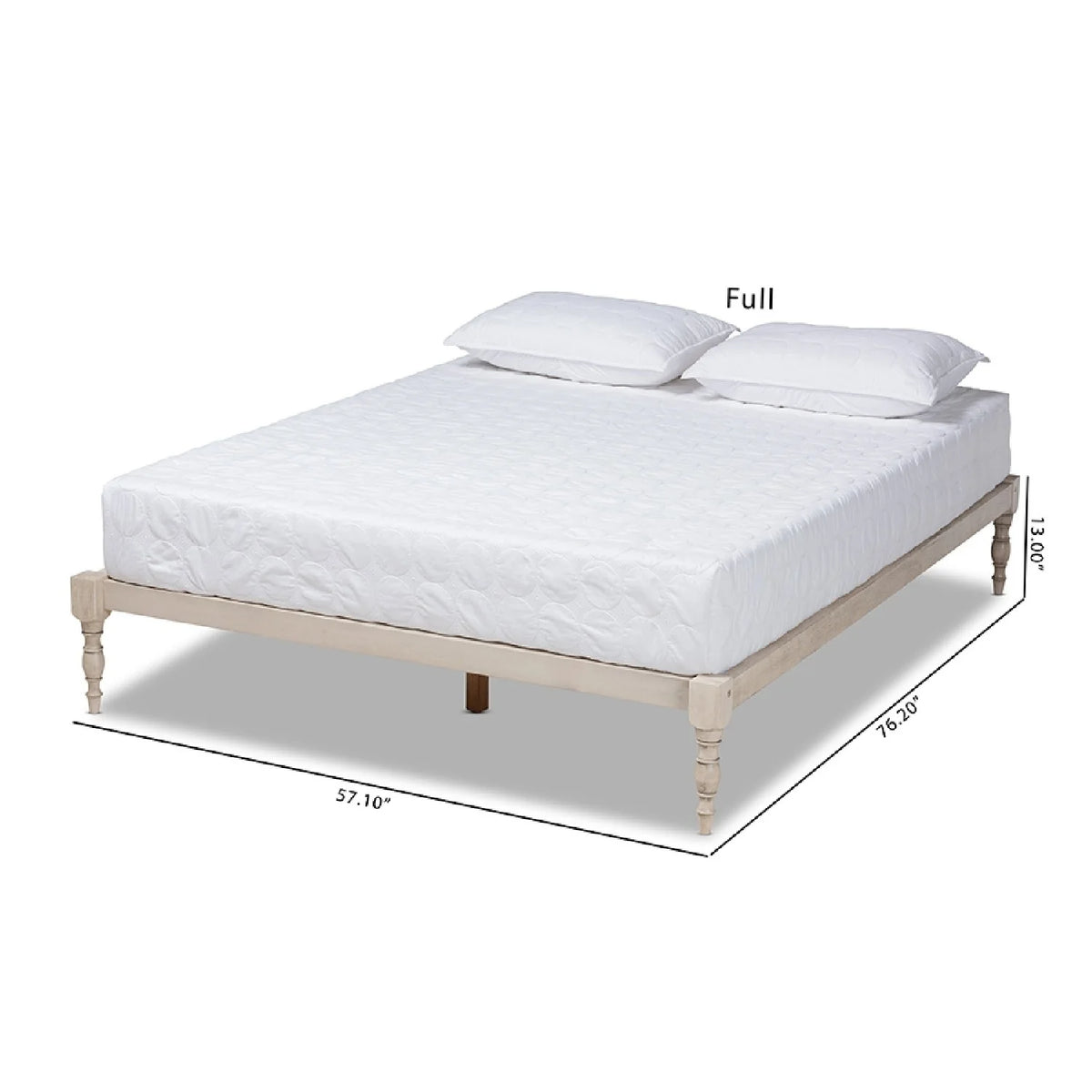 Antique White Wood King Size Platform Bed Frame N162