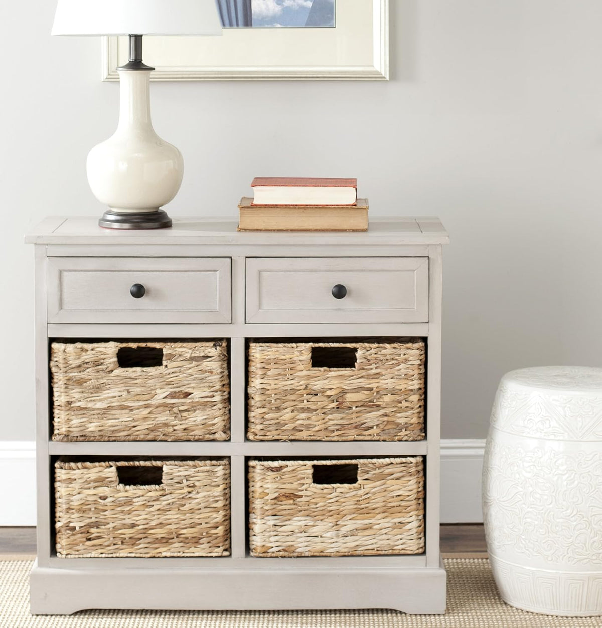 Brown Wicker Basket Storage Unit R571332