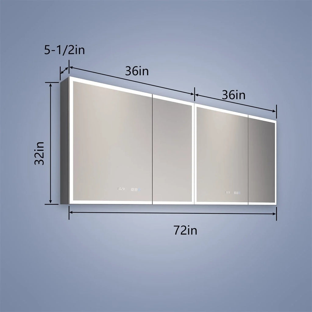 72" W x 32" H Lighted Medicine Cabinet with Outlets and USBs X51058