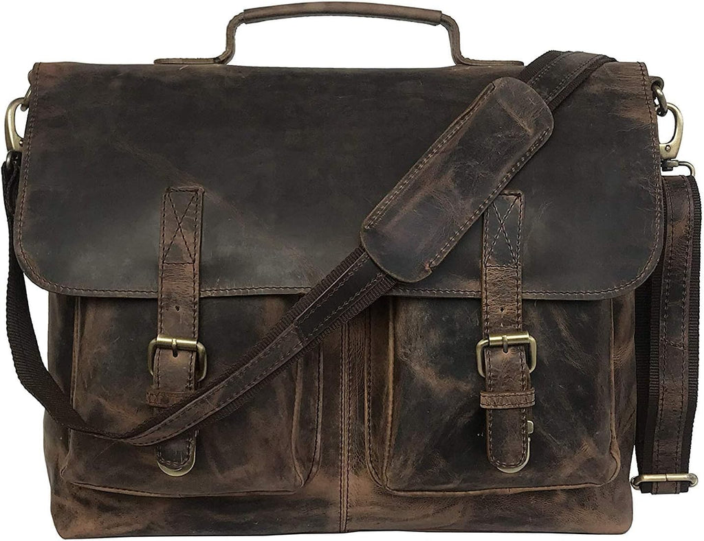18 Inch Brown Leather Messenger Bag N11445