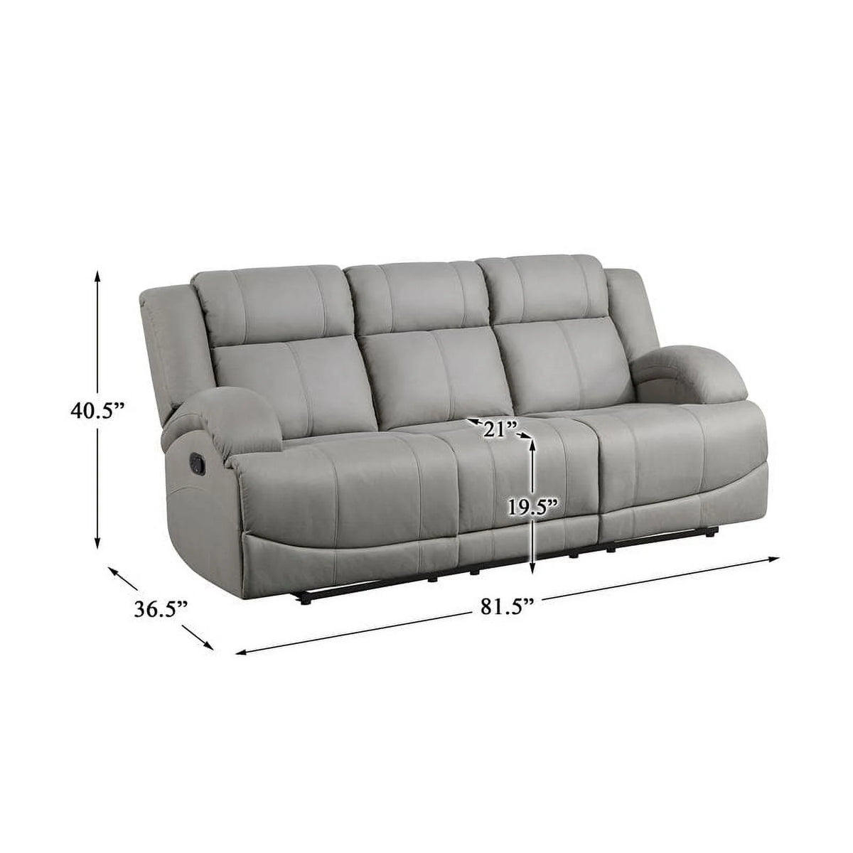 Gray Wood & Fabric Double Reclining Sofa J654