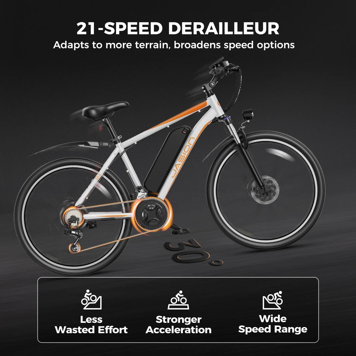 26 Electric Bike with 500W Brushless Motor, 36V 12.5Ah Removable Battery, 21 Speed Gear, Front Fork Suspension R4314