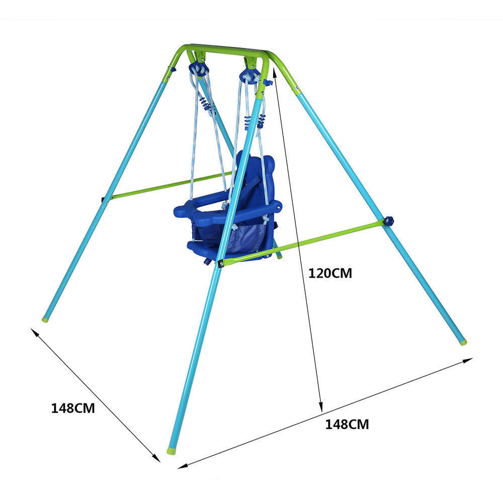 Folding Toddler Blue Swing Set with Safety Seat B98797
