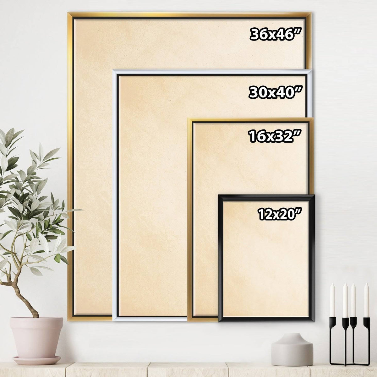 White Framed Canvas W41933