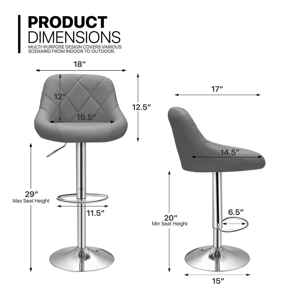 Set of 4 Grey Faux Leather Swivel Bar Stools E507249