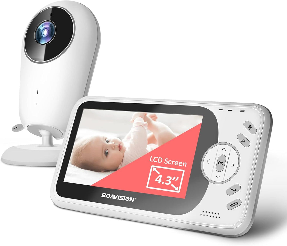 Video Baby Monitor with Camera and Audio, 4.3 inch IPS Screen, Night Vision, Pack of 2 Z552