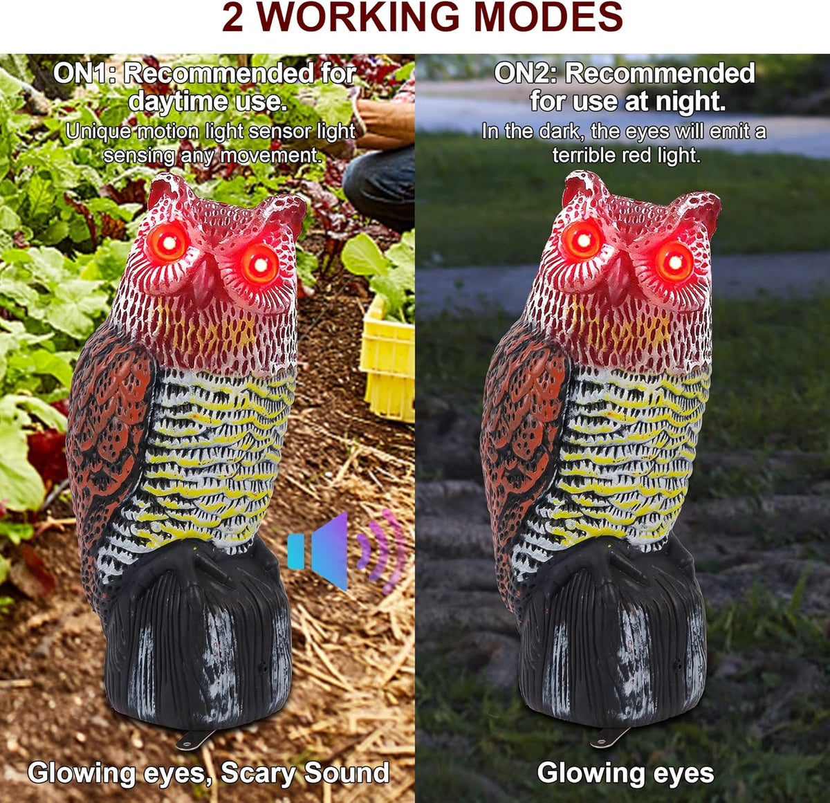 Solar Powered Owl Statue with Red Eyes S593