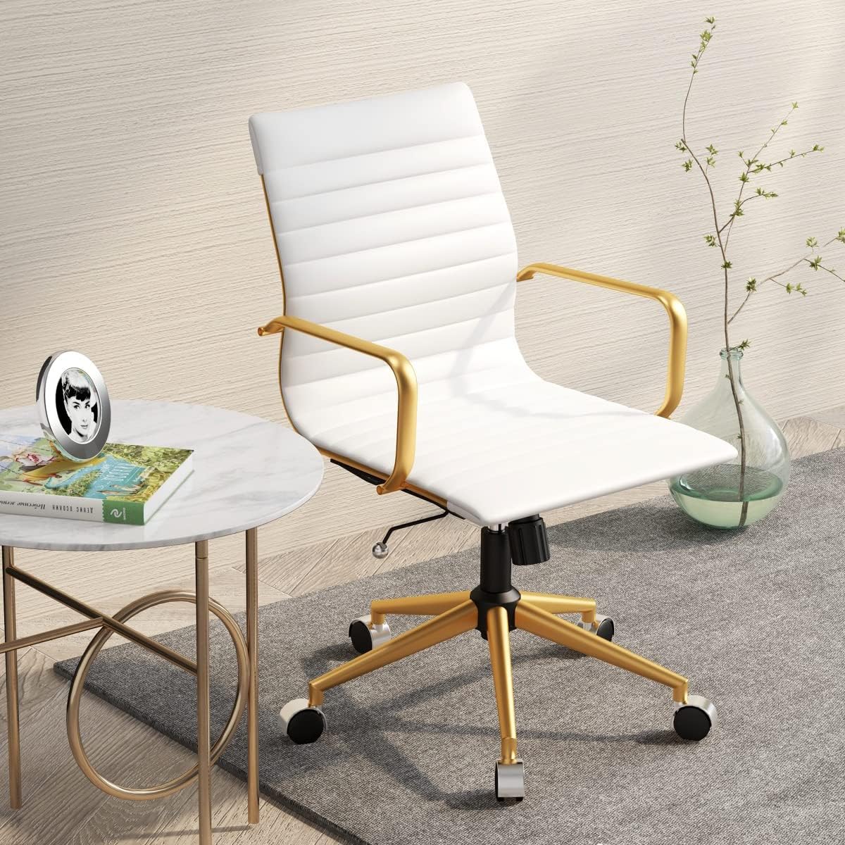 Gold Office Chair with Wheels and Arms T8560
