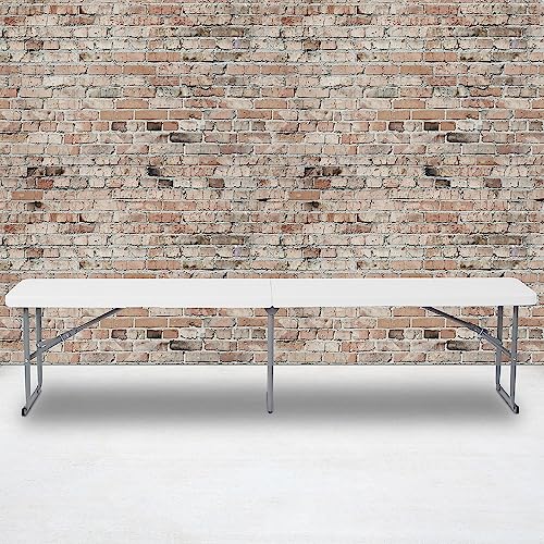 Bi-Fold Granite White Plastic Bench with Carrying Handle F36240