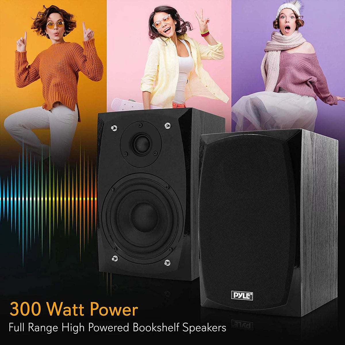 Black Bluetooth Bookshelf Stereo Speakers D19385