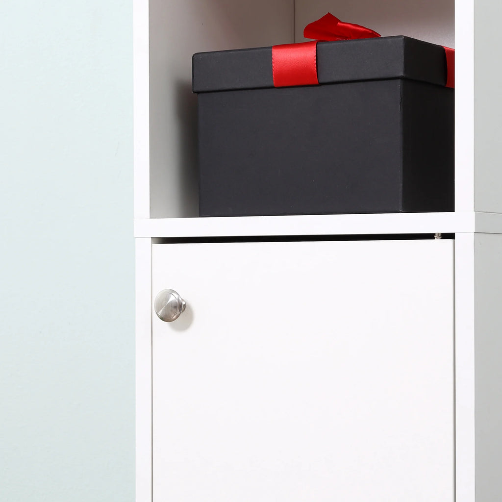 Tall White Wooden Bathroom Storage Cabinet with Mirror U6492