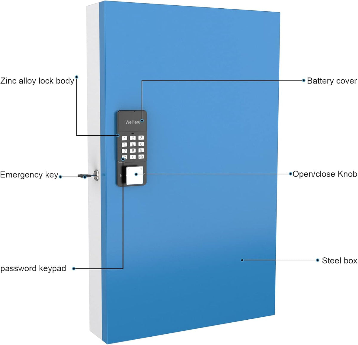 Key Lock Box 192 Keys with Bluetooth Unlock Metal Key Cabinet Wall Mount K592