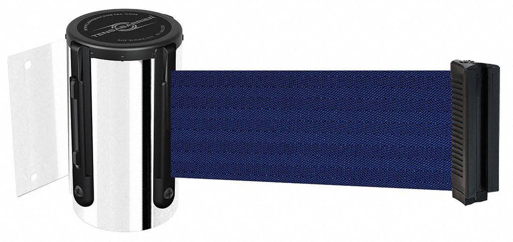 Chrome Belt Barrier with Blue Belt K282