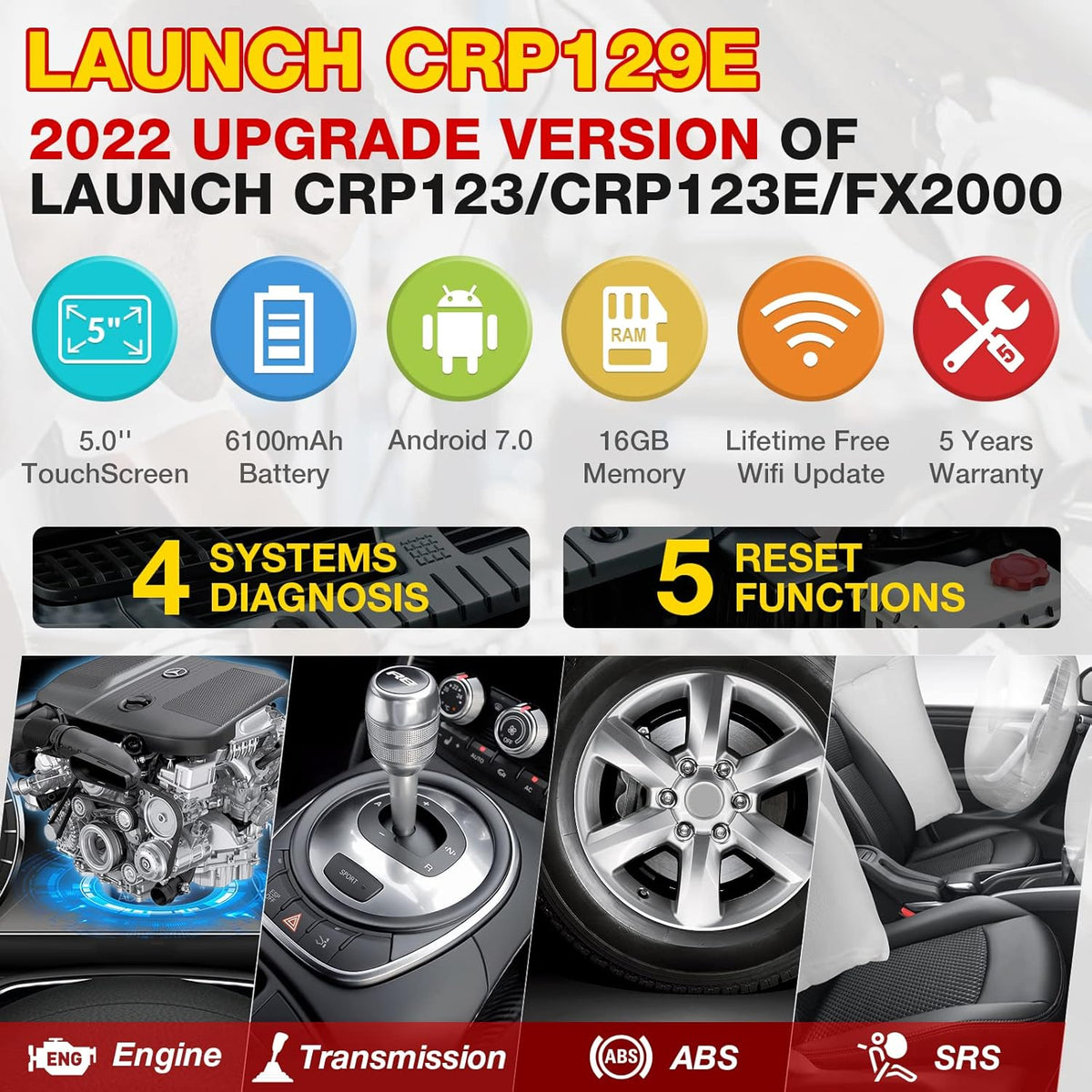 OBD2 Scanner CRP129E Code Reader with Oil EPB TPMS SAS Throttle Reset Diagnostic Tool AutoVIN Z38746