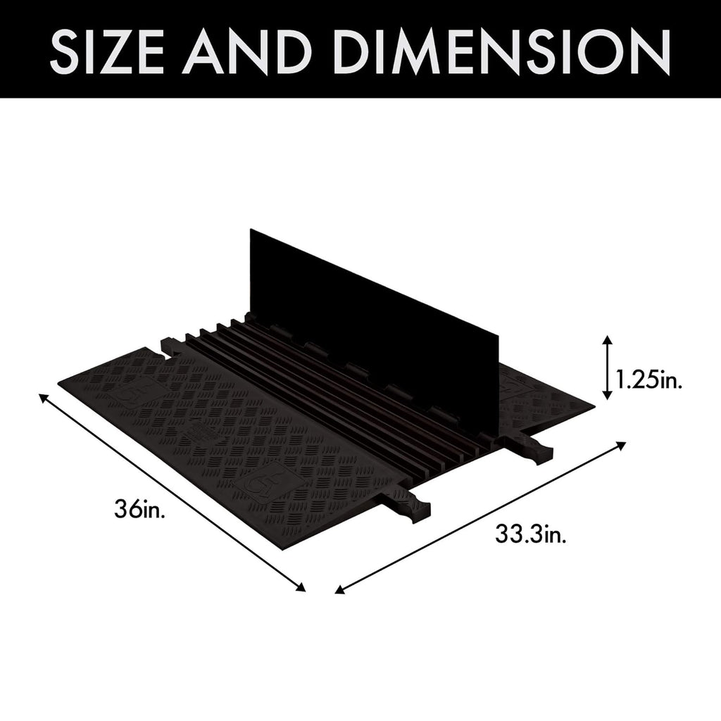 Polyurethane Heavy Duty 5 Channel Low Profile Cable Protector with ADA Compliant Ramp A70346