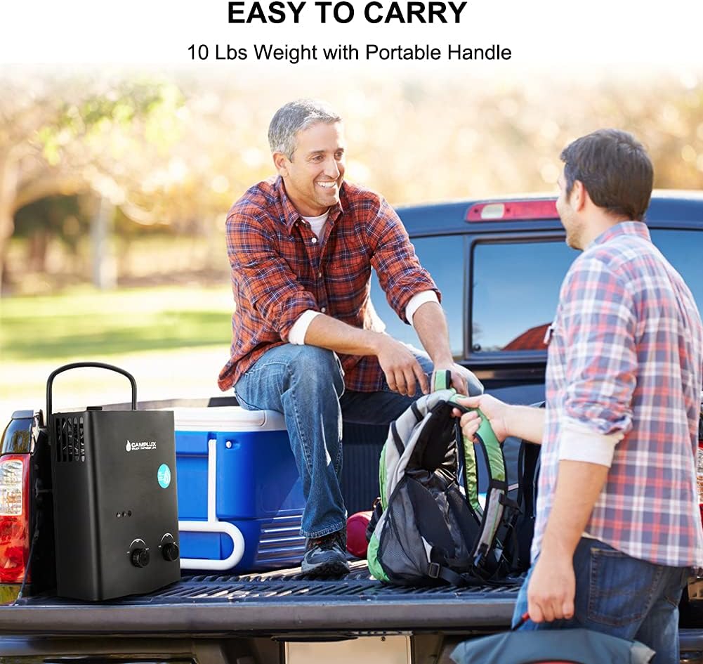 1.32 GPM Portable Propane Gas Camping Water Heater with Water Pump Kits, Black U523