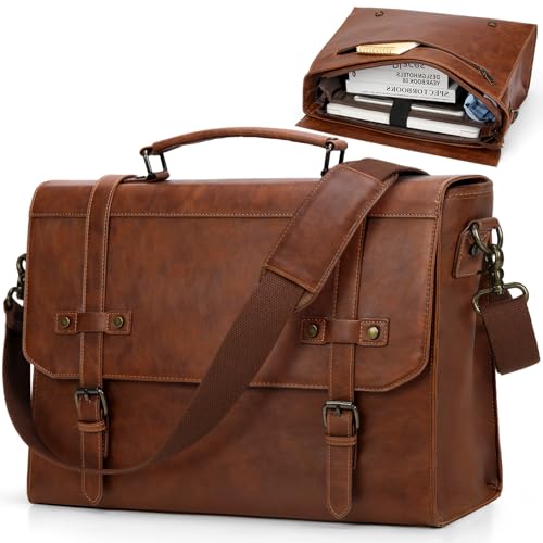 Black Waterproof Leather Laptop Messenger Bag V381371