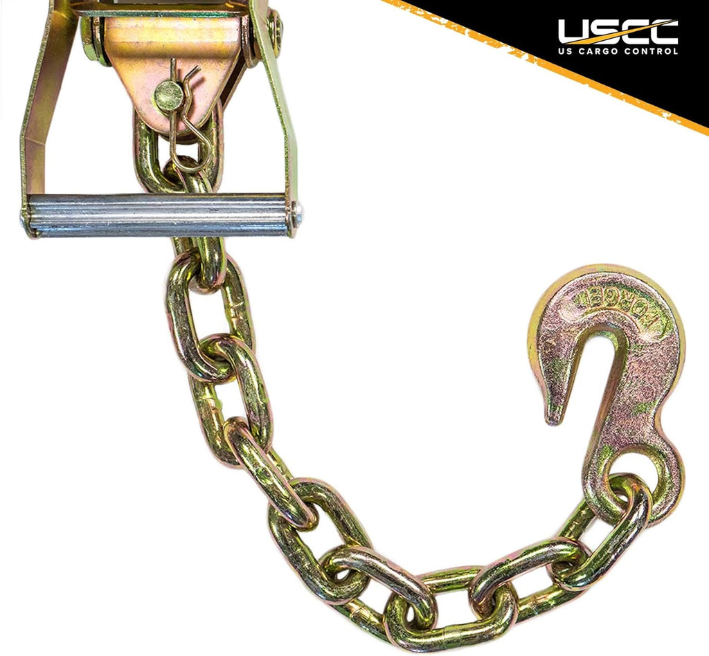 Side Mount Wheel Net with Cam Buckle, Two Ratchets and Chain Extensions, Polyester Webbing P998