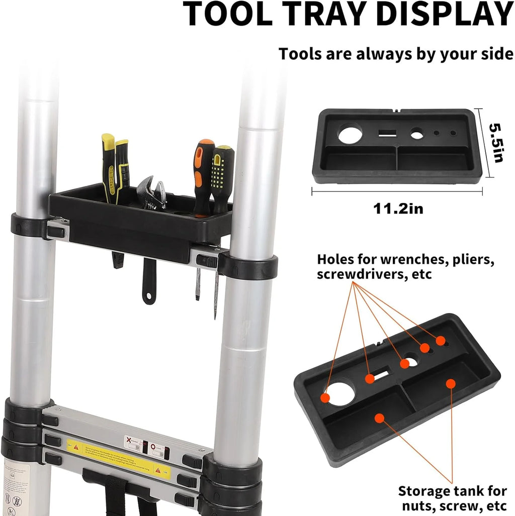 14.5 FT Aluminum Telescoping Extension Ladder 330lbs E771322