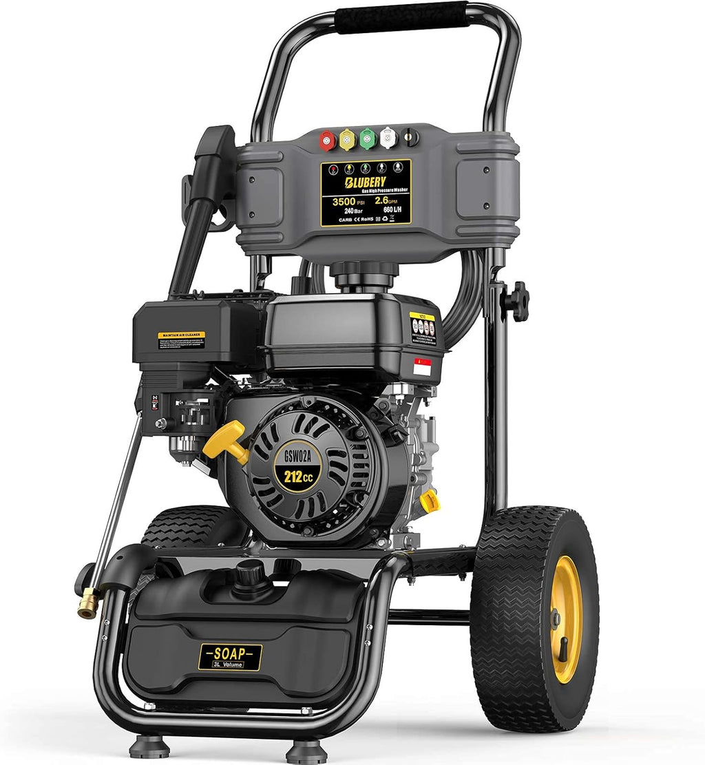 3500PSI Gas Pressure Washer 2.6GPM 212CC Power Washer with 50FT Hose and 5 Adjustable Nozzles A16658