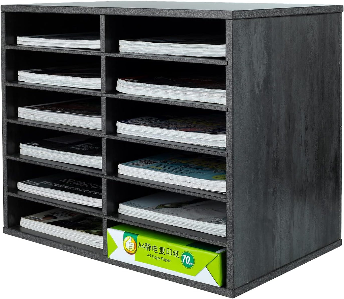 Wood Desktop Literature Organizer 12 Compartments Pack of 2 W484660
