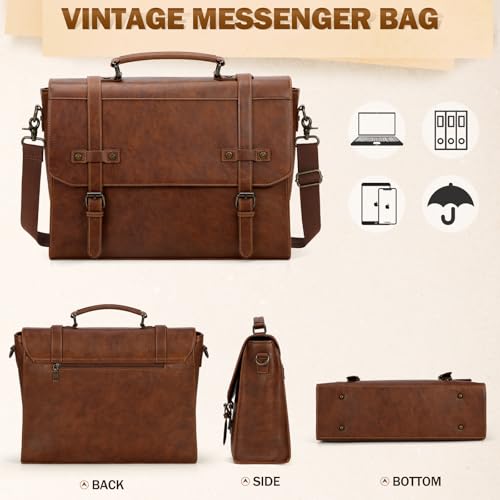 Black Waterproof Leather Laptop Messenger Bag V381371