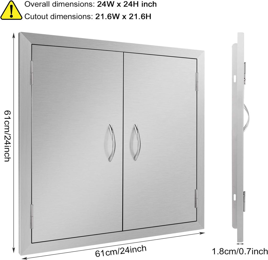 24W x 24H Inch Stainless Steel Double Wall Outdoor Kitchen Doors R97733