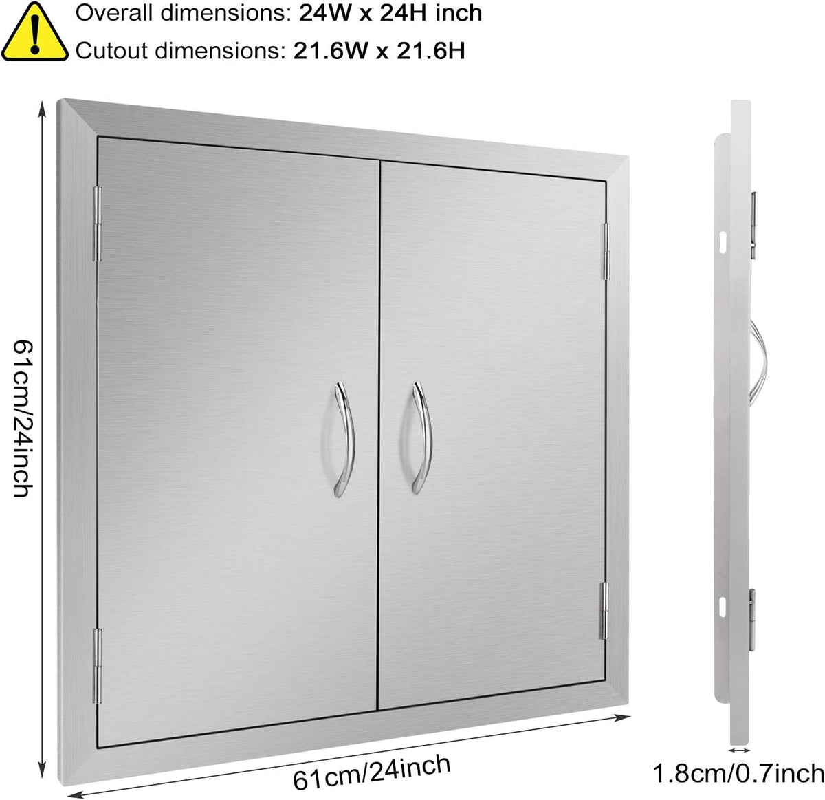24W x 24H Inch Stainless Steel Double Wall Outdoor Kitchen Doors R97733