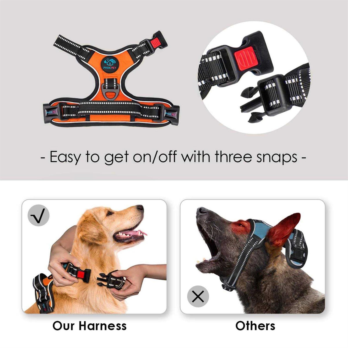 No Pull Reflective Dog Harness with Handle P696