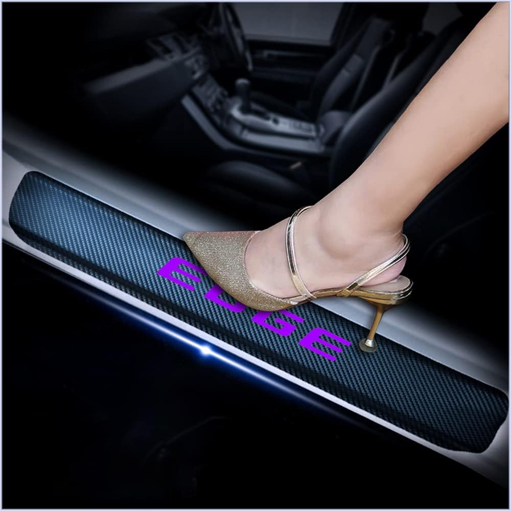 4Pcs Car Door Sill Scuff Plate Cover Carbon Fiber Sticker red F970