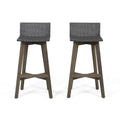 Gray Acacia Wood and Wicker Barstools Set of 2 A8439