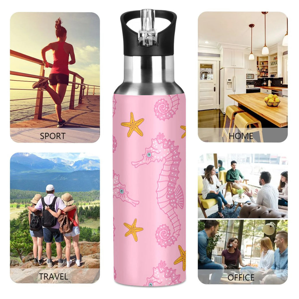 Pink Seahorse Starfish Stainless Steel Insulated Water Bottle C995875