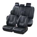 Black Leather Car Seat Covers Full Set 5 Seats S9643