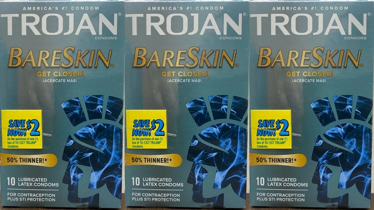3-Pack Trojan Bareskin 10 Lubricated Latex Condoms V309174