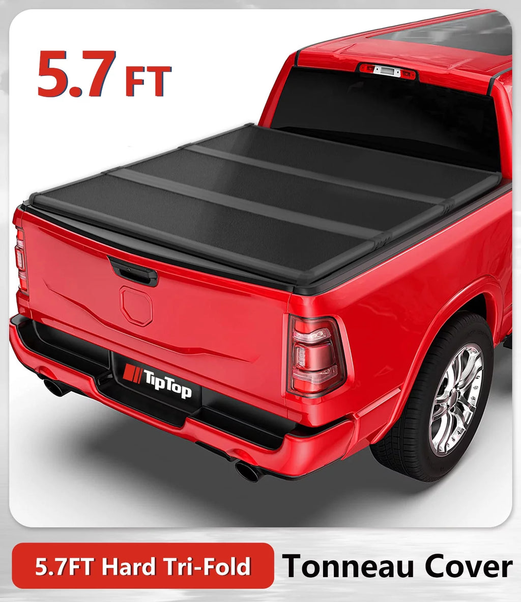 Tri-Fold Hard Tonneau Cover Truck Bed FRP On Top F48661